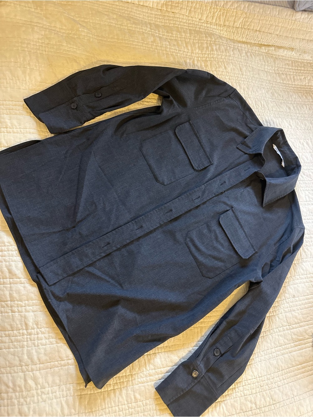 Zara Women’s Dark Charcoal Lightweight Shacket Jacket Front Flap Pockets Medium